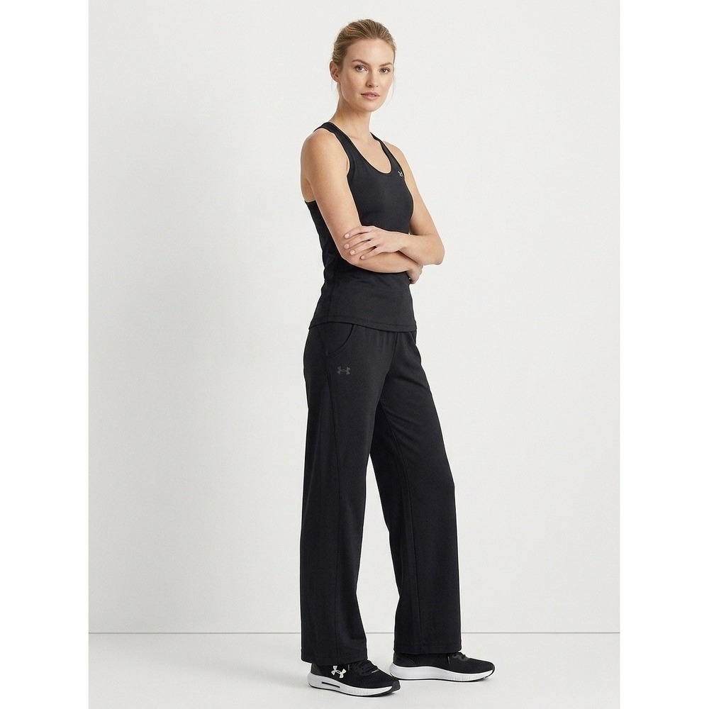 Under Armour Womens Black Wide Leg Athletic Yoga Pants Small 100% Polyester